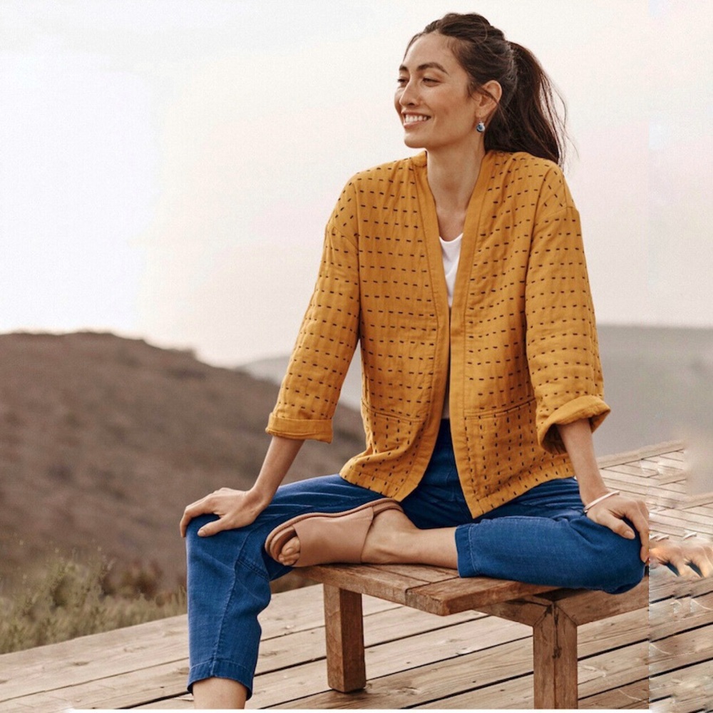 J. Jill Pure Jill Kantha-Stitched Kimono Jacket size 4X Color Golden Rod #238944 - Picture 13 of 13